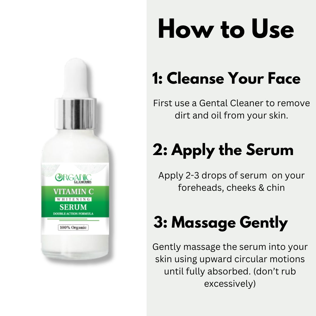 🌱 100% Organic Vitamin C Whitening Serum |20% Ethyl Ascorbic Acid & 2% HA Solution