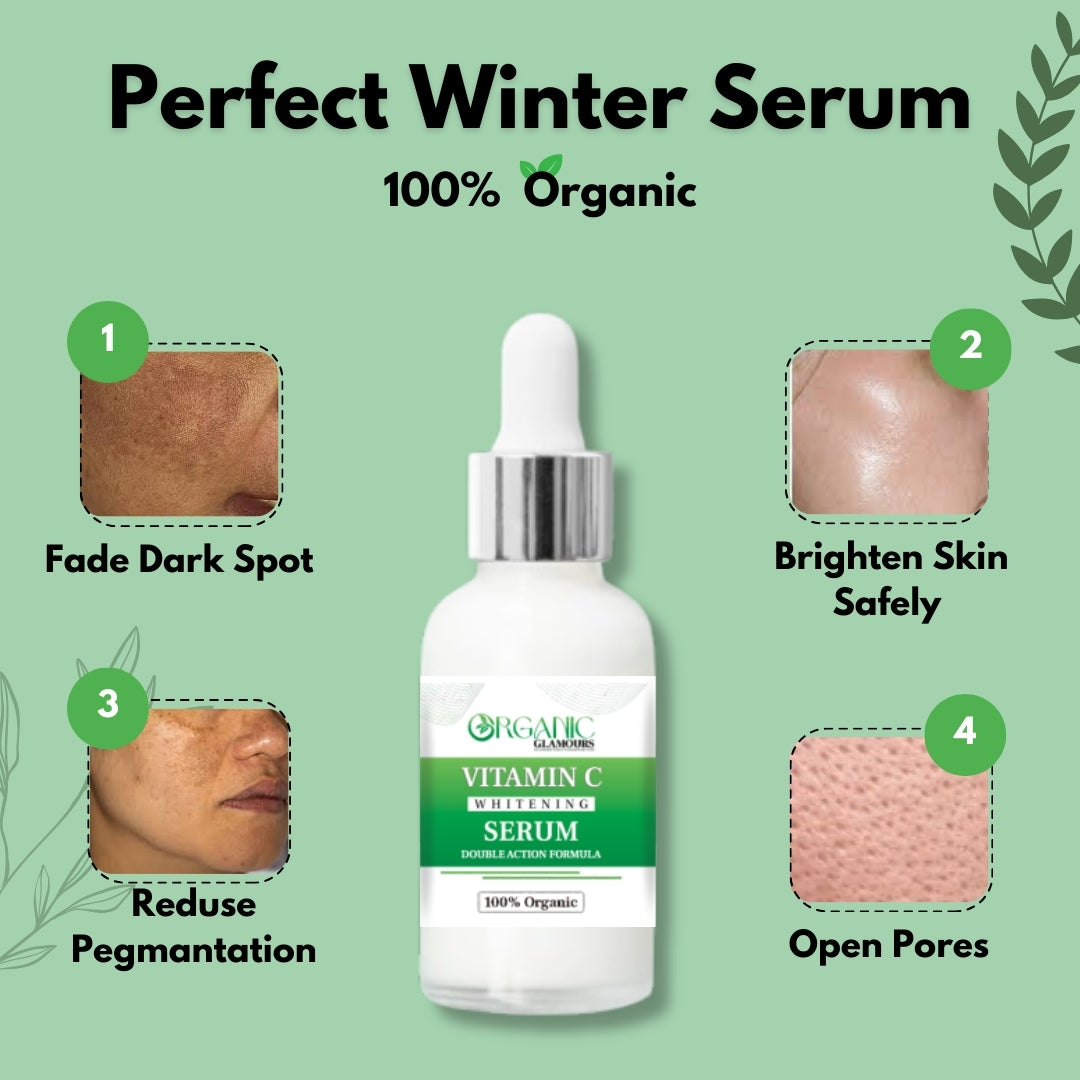 🌱 100% Organic Vitamin C Whitening Serum |20% Ethyl Ascorbic Acid & 2% HA Solution